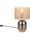 Tara 20cm H32cm chrome table lamp on glass base with woven shade Trio