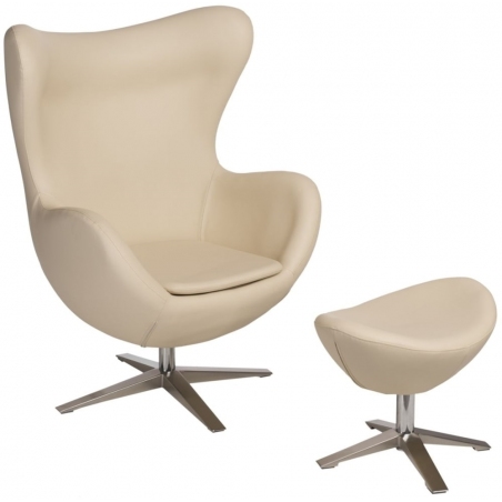 Jajo Eco-Leather beige swivel armchair with footrest D2.Design