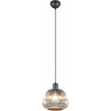 Lampa wisząca szklana ryflowana Tarifa 22cm chromowany szary / czarny Trio