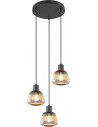 Lampa wisząca szklana ryflowana Tarifa III 37cm chromowany szary / czarny Trio