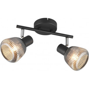 Tarifa II 29cm chrome grey&amp;black glass ceiling spotlight with fluted diffuser Trio