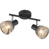 Tarifa II 29cm chrome grey&amp;black glass ceiling spotlight with fluted diffuser Trio