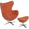 Designerski Fotel tapicerowany z podnóżkiem Jajo Pomarańczowy D2.Design do salonu i sypialni.