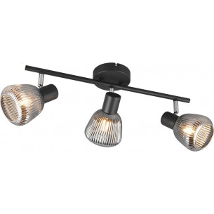 Tarifa III 47cm chrome grey&amp;black glass ceiling spotlight with fluted diffuser Trio