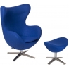 Designerski Fotel tapicerowany z podnóżkiem Jajo Niebieski D2.Design do salonu i sypialni.