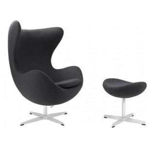 Jajo Cashmere grey swivel armchair with footrest D2.Design