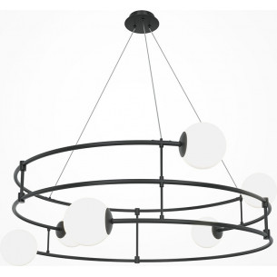 Lampa wisząca okrągła ze szklanymi kulami Balance VI 81cm biało-czarna Maytoni