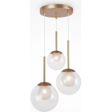 Basic Form 40 cm transparent-gold 3 glass spheres pendant lamp Maytoni
