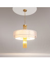 Impressive 68 cm white-gold glamour pendant lamp with shade Maytoni