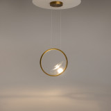 Lampa wisząca szklana na okręgu Lunare LED 32cm przeźroczysto-mosiężna Maytoni