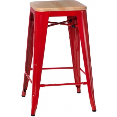 Paris Wood 65 natural&amp;red industrial bar stool D2.Design