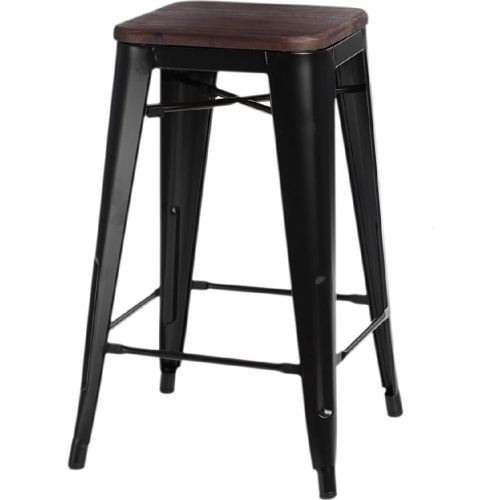 Paris Wood 65 walnut&amp;black industrial bar stool D2.Design