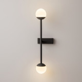Touch white-black wall lamp on arm with two glass spheres Maytoni