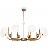 Rendez-vous X 116 cm white-brass hanging glass spheres chandelier Maytoni