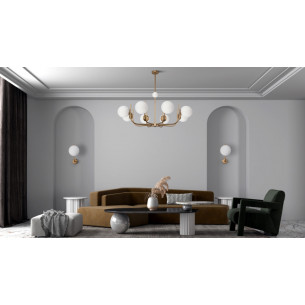 Kinkiet szklana kula na wysięgniku Rendez-vous biało-mosiężny Maytoni 2