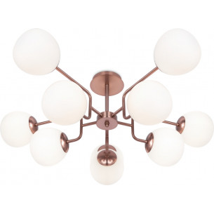 Plafon retro szklane kule Erich X 90,7cm opal / mosiądz Maytoni 2