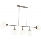 Lampa wisząca podłużna 5 szklanych kul Erich 120cm opal / nikiel Maytoni Lampa wisząca podłużna 5 szklanych kul Erich 120cm opal / nikiel Maytoni