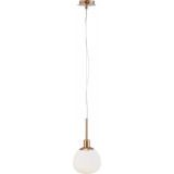 Lampa wisząca szklana kula Erich 15cm opal / mosiądz Maytoni