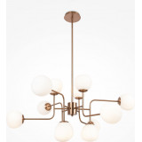 Erich 110 cm opal / gold 12 glass spheres pendant lamp Maytoni