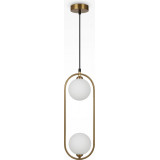 Ring II 17 cm white-brass 2 glass spheres pendant lamp Maytoni