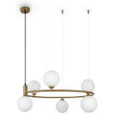 Ring VI 58 cm white-brass round pendant lamp with glass spheres Maytoni