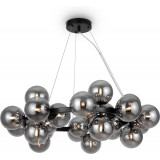Dallas XXV 69 cm smoked glass / black round pendant lamp with glass spheres Maytoni