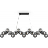 Dallas XXV 123.5 cm smoked glass / black elongated pendant lamp with glass spheres Maytoni