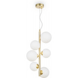 Dallas 29 cm white / gold 6 glass spheres vertical pendant lamp Maytoni