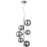 Dallas 29 cm smoked glass / chrome 6 glass spheres vertical pendant lamp Maytoni
