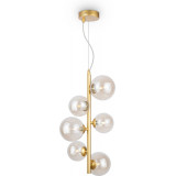 Dallas 29 cm amber / gold 6 glass spheres vertical pendant lamp Maytoni