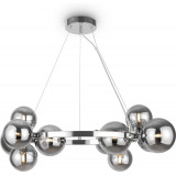 Dallas 67 cm smoked glass / chrome 11 glass spheres round pendant lamp Maytoni