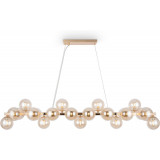 Dallas XXV 123.5 cm amber / gold elongated pendant lamp with glass spheres Maytoni