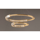 Krone LED 80.5 cm transparent/brass 2-ring crystal pendant lamp Maytoni