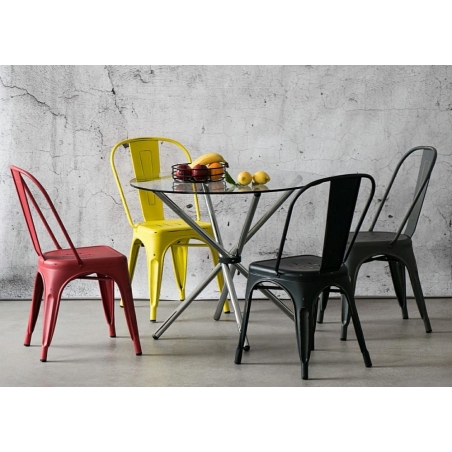 Designerskie Krzesło metalowe Paris Antique Żółte D2.Design do jadalni, salonu i kuchni.