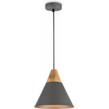 Bicones 22 cm grey Scandinavian cone-shaped pendant lamp with wood Maytoni