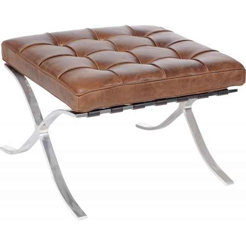 Barcelon Vintage dark brown quilted leather footstool D2.Design