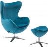 Designerski Fotel tapicerowany z podnóżkiem Jajo Velvet Niebieski D2.Design do salonu i sypialni.
