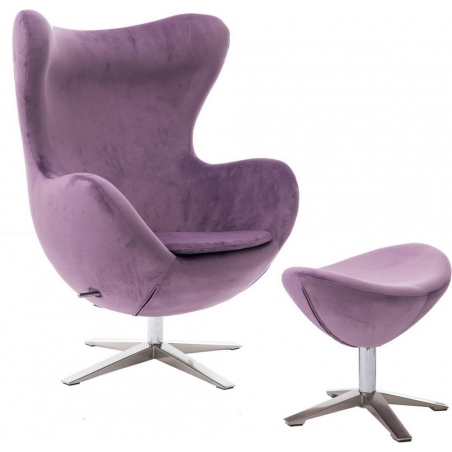 Jajo Velvet purple swivel armchair with footrest D2.Design