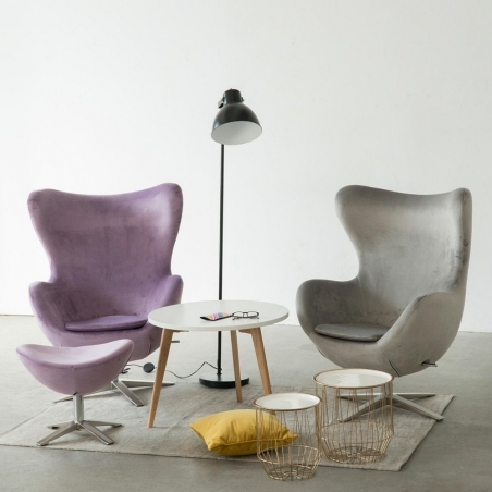 Jajo Velvet purple swivel armchair with footrest D2.Design