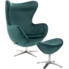 Designerski Fotel tapicerowany z podnóżkiem Jajo Velvet Ciemno zielony D2.Design do salonu i sypialni.