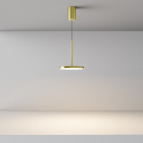 Lampa wisząca z płaskim kloszem Plato LED 3000K 18,5cm mosiężna Maytoni