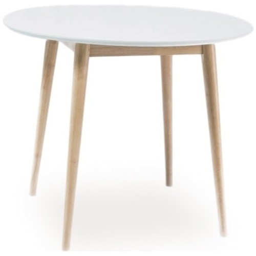 Larson 90 white&amp;whitewash oak round scandinavian dining table Signal