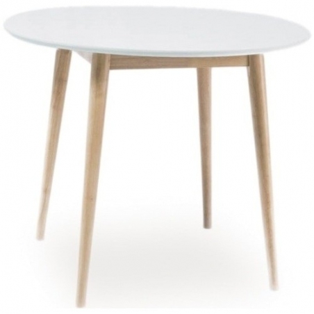 Larson 90 white&amp;whitewash oak round scandinavian dining table Signal