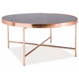 Gina 82 black&amp;copper round glass coffee table Signal