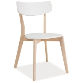 Stylowe Krzesło drewniane skandynawskie Tibi Białe Signal do jadalni, salonu i kuchni.