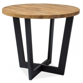 Cono 90 oak&amp;black wooden round dining table Signal
