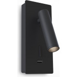 Mirax LED black wall spotlight with switch and USB Maytoni