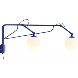 Soho Glass white / cobalt wall lamp 2 glass spheres on arms Aldex
