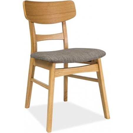 CD61 oak&amp;grey wooden chair with upholstered seat Signal