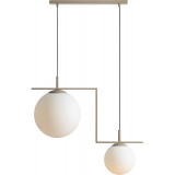 Lampa wisząca 2 szklane kule Zac 72,5cm biały / beż matowy Aldex